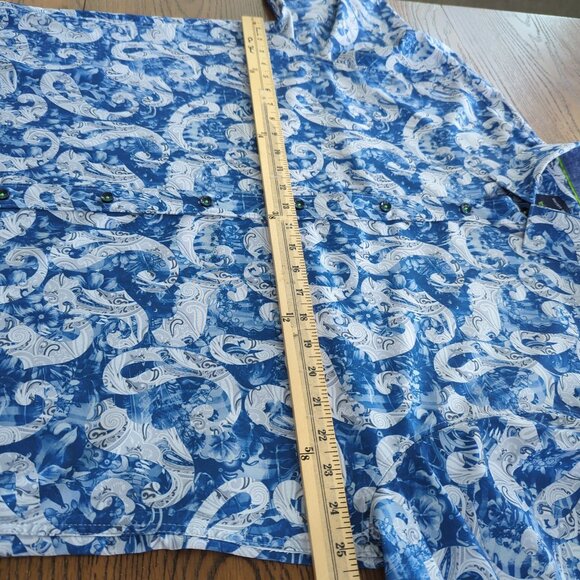 Society of Threads Mens Slim Fit Blue White Paisley Button-Down Shirt Size XL - Picture 10 of 16